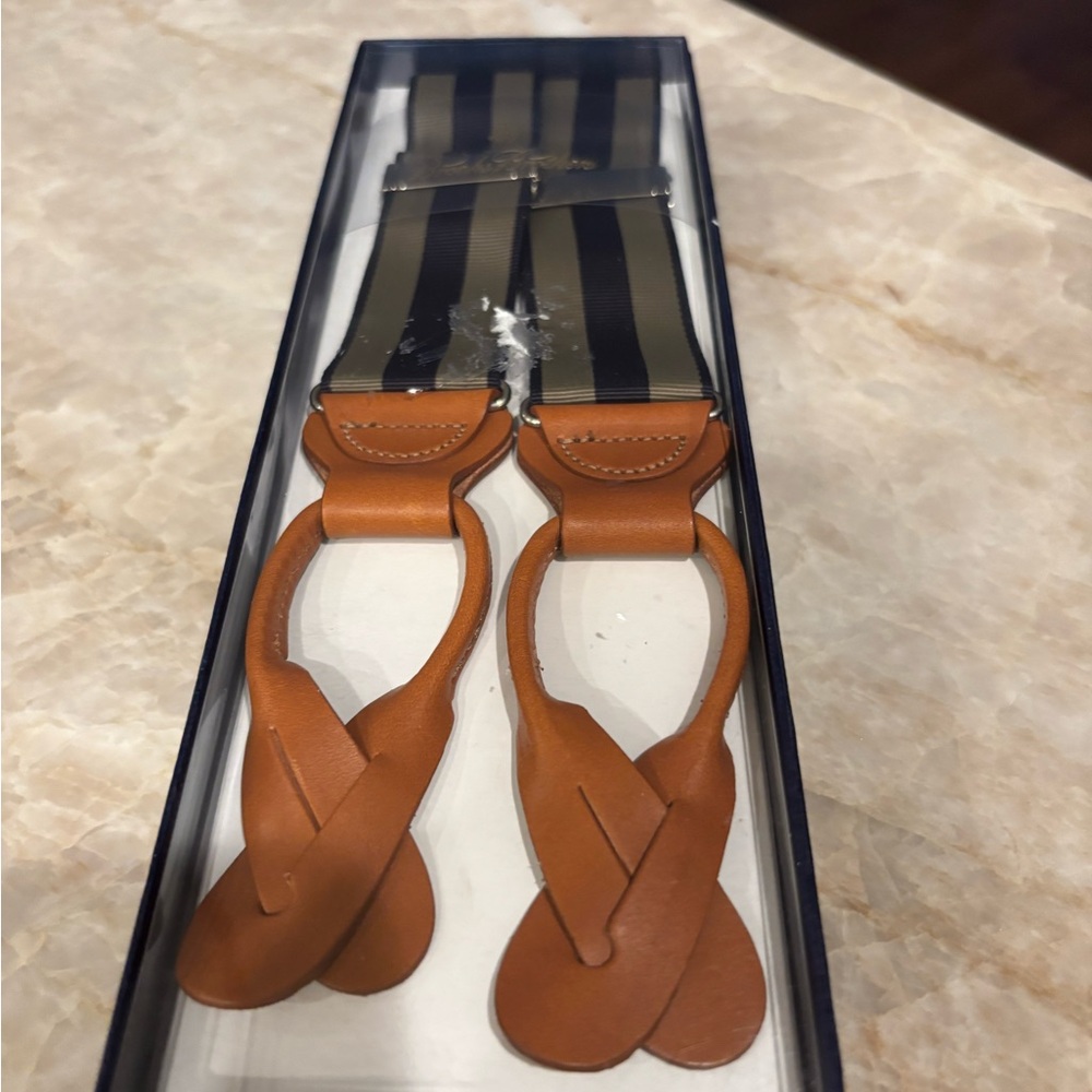Brooks Brothers Navy and Tan Suspenders